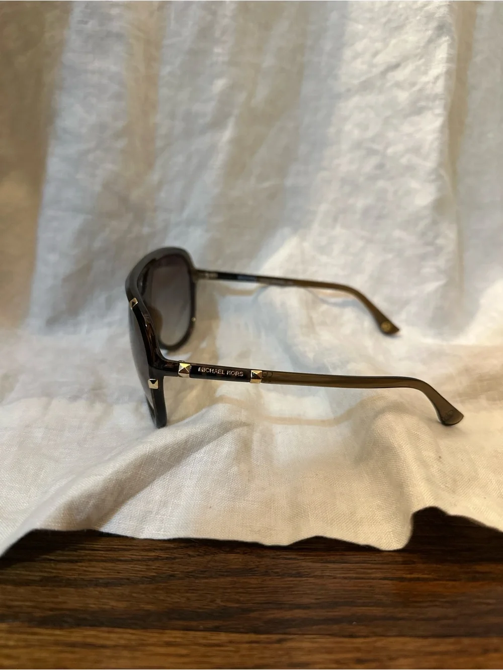 Michael Kors Brown and Gold with Brown Gradient Lenses Aviator Sunglasses